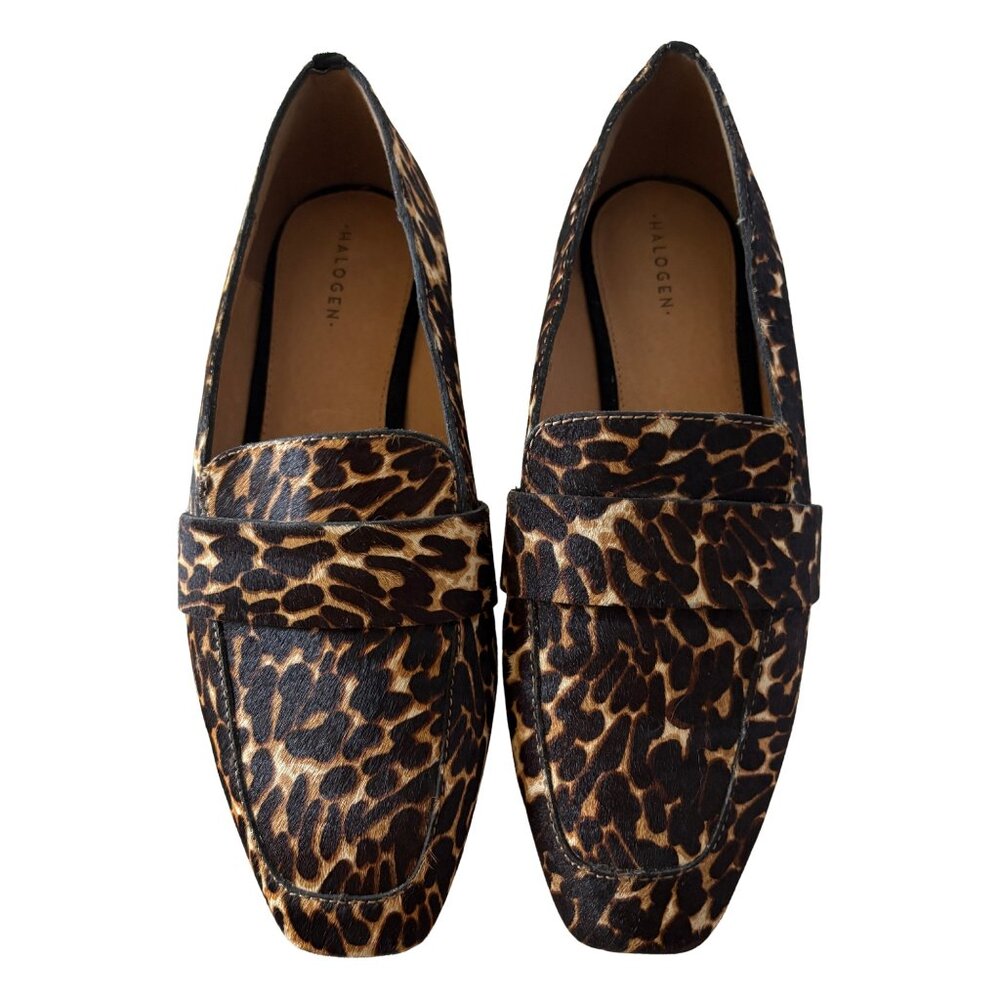 Halogen Leopard Print Loafers in Brown and Black